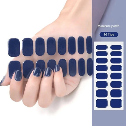 16/22 Tips Semi Cured Gel Nail Stickers for UV Lamp Designer Adhesive Nail Gel Wraps DIY Long-lasting  Nail Decoration