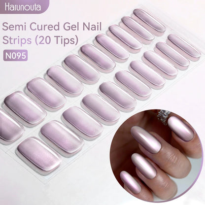 Harunouta Gold Foil Semi-Cured Gel Nail Stickers Adhesive Waterproof Long Lasting Full Cover Gel Nail Stickers UV Lamp Needed