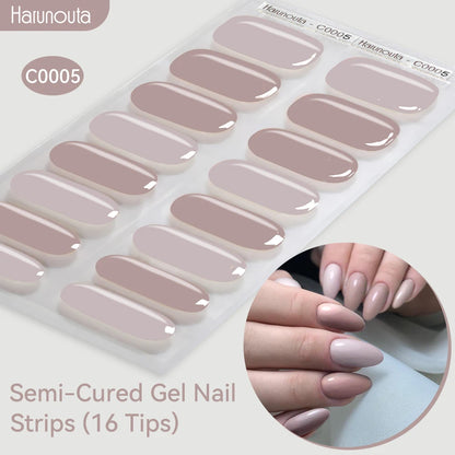 Harunouta Gold Foil Semi-Cured Gel Nail Stickers Adhesive Waterproof Long Lasting Full Cover Gel Nail Stickers UV Lamp Needed
