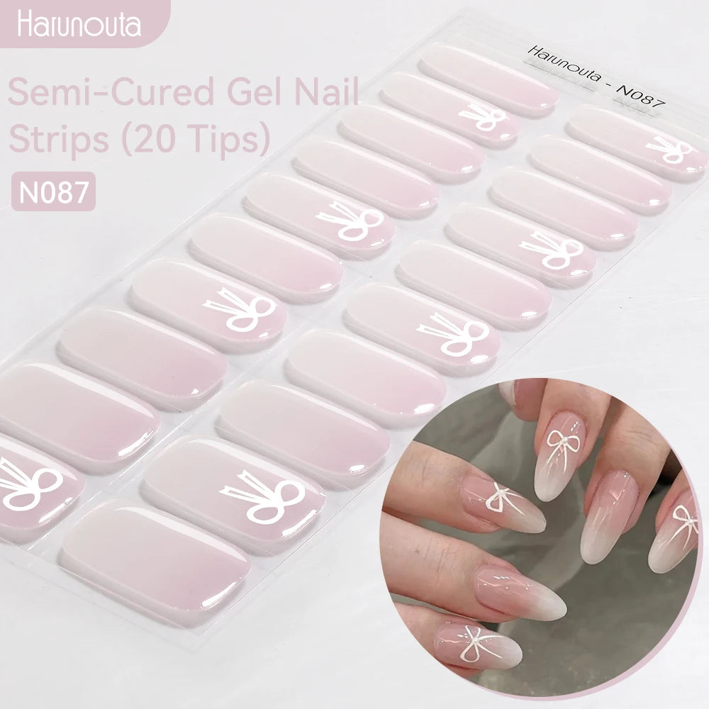 Harunouta Gold Foil Semi-Cured Gel Nail Stickers Adhesive Waterproof Long Lasting Full Cover Gel Nail Stickers UV Lamp Needed