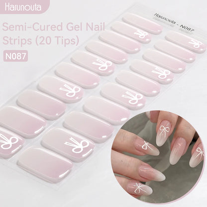 Harunouta Gold Foil Semi-Cured Gel Nail Stickers Adhesive Waterproof Long Lasting Full Cover Gel Nail Stickers UV Lamp Needed