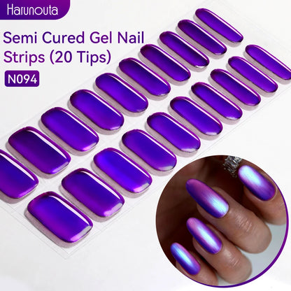 Harunouta Gold Foil Semi-Cured Gel Nail Stickers Adhesive Waterproof Long Lasting Full Cover Gel Nail Stickers UV Lamp Needed