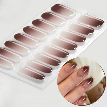 16/22 Tips Semi Cured Gel Nail Stickers for UV Lamp Designer Adhesive Nail Gel Wraps DIY Long-lasting  Nail Decoration