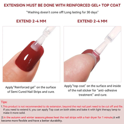 Harunouta Gold Foil Semi-Cured Gel Nail Stickers Adhesive Waterproof Long Lasting Full Cover Gel Nail Stickers UV Lamp Needed